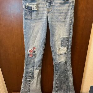 Levi's Light Blue Flare Jeans with rose Patchwork